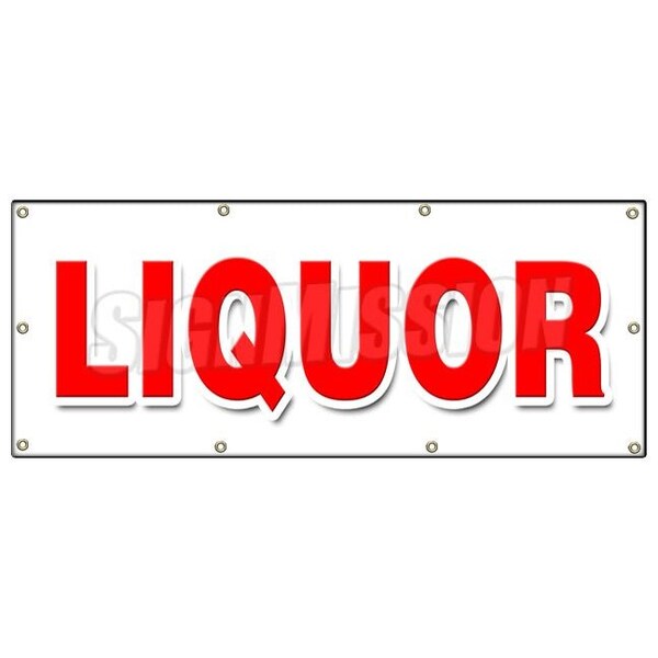 Signmission LIQUOR BANNER SIGN wine cold beer ice discount top shelf brands atm B-96 Liquor - main